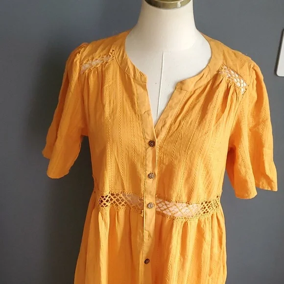 Knox Rose woman's orange buttondown dress size M - Picture 3 of 14